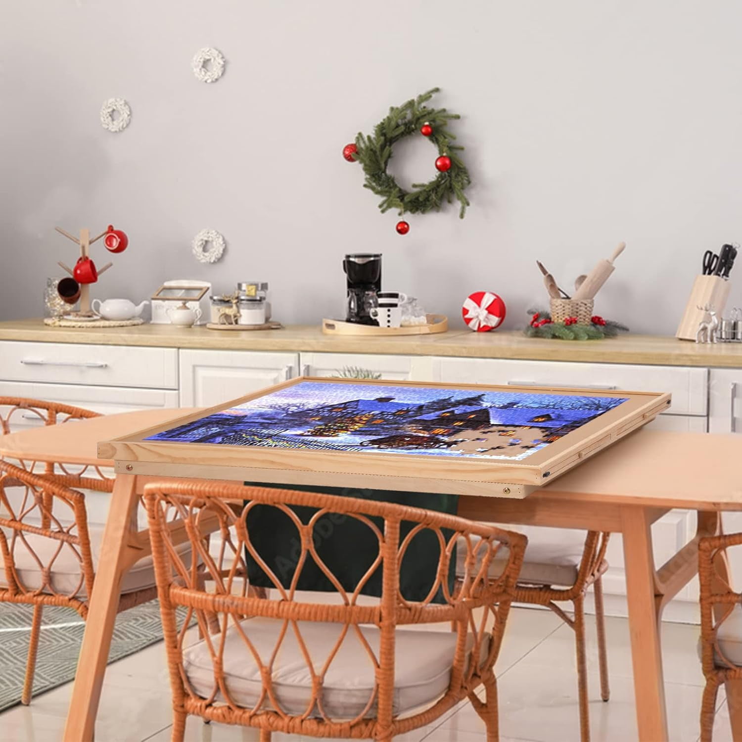 G TALECO GEAR Jigsaw Puzzle Table with Drawers, Legs and Cover, Wooden Puzzle Board for Adults 1500 Pieces, Puzzles Accessories, 34.3 "x 26.5"