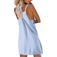 thumbnail image 4 of SMihono Fashion Womens Beach Cover Ups Swimwear Summer Casual Mini Dress Spaghetti Strap Backless Linen Sundresses with Pockets Light Blue XXL, 4 of 5