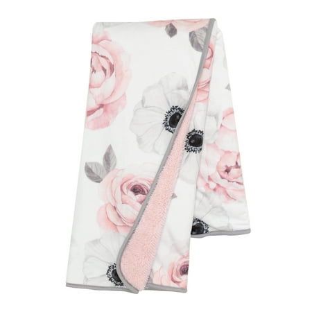 UPC: 0084122012578 | Lambs & Ivy Floral Garden Watercolor Floral Pink Ultra Soft Baby Blanket