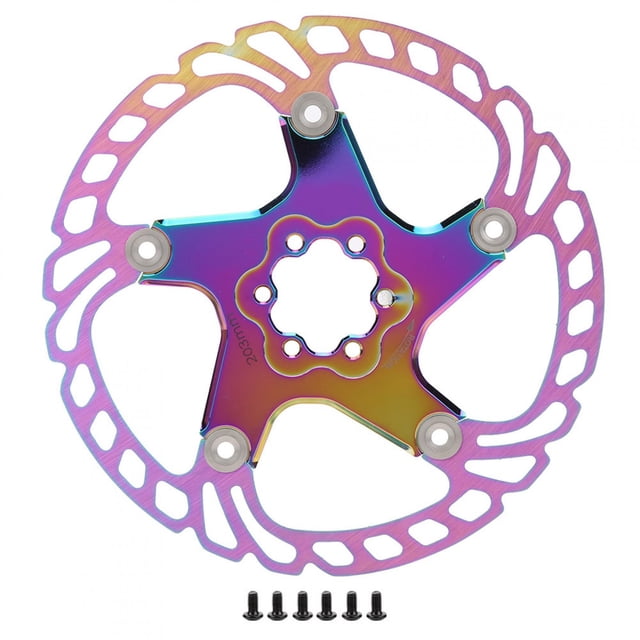 Pastillas de freno de disco de cinco clavos de 203 mm, disco de colores vibrantes, rendimiento de potencia de frenado inigualable para bicicletas de montaña