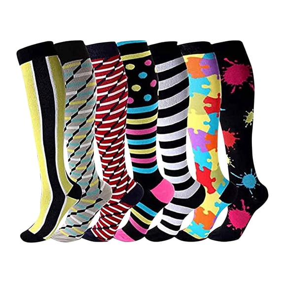 Kaondbfi 7 Pairs Colorful Compression Socks Elastic Cycling Sports Socks Unisex Socks