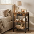 thumbnail image 3 of CONCETTA 3 Tier Nightstands with Charging Stations, Set of 2, Bedside End Tables for Bedroom Living Room, Rustic Brown, 3 of 7