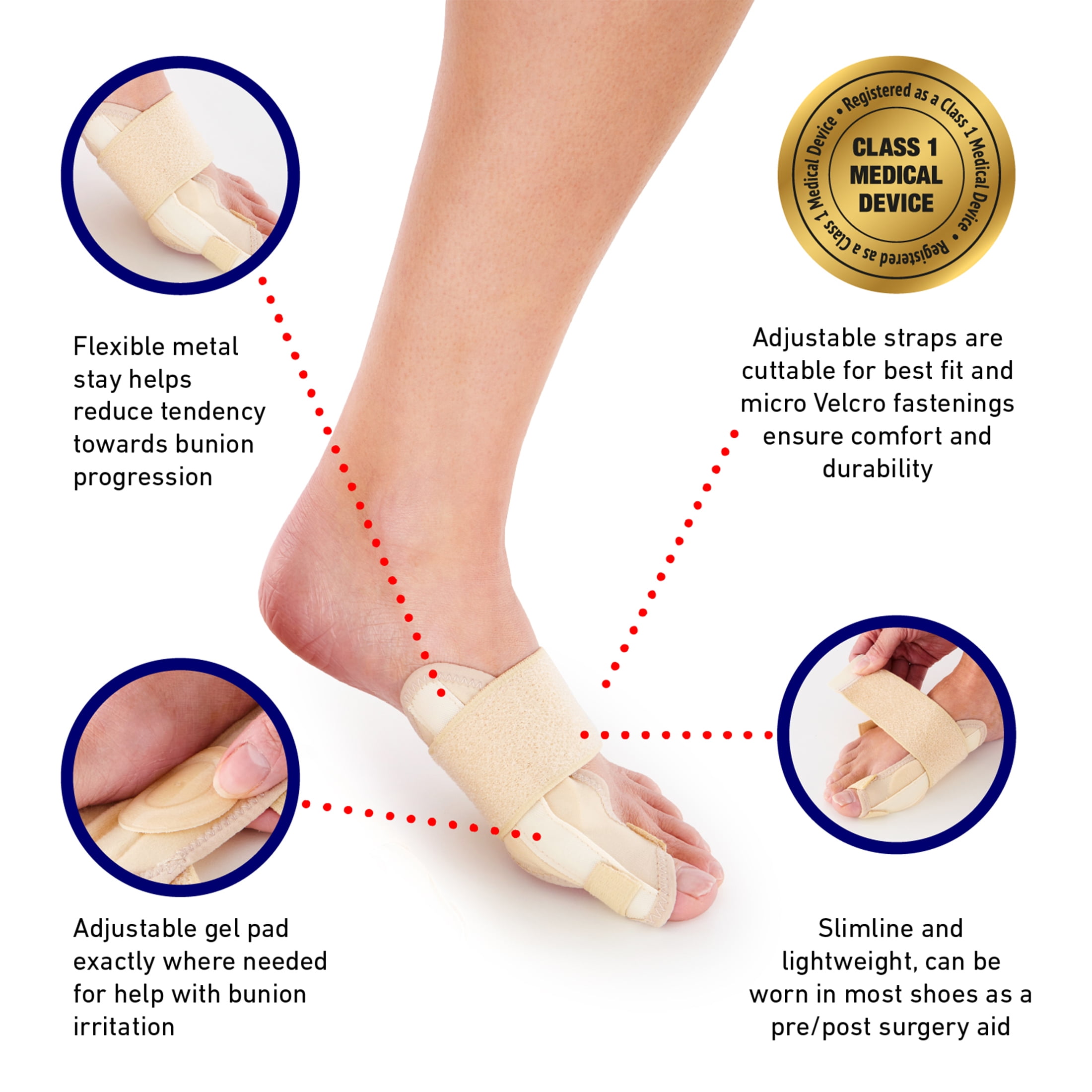 Neo G Slimline Bunion Support with Flexible Metal Stay, Breathable Material, Lightweight Design FSA/HSA Eligible