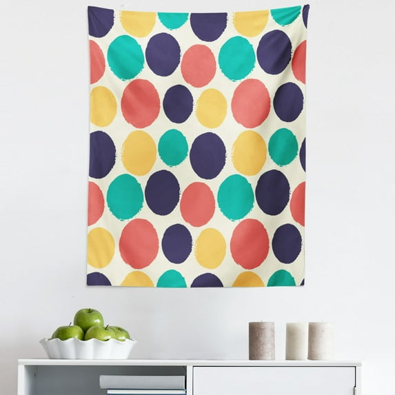 Abstract Tapestry, Pattern of Watercolor Polka Dots Blots in Soft Colors Modern Grunge Illustration, Fabric Wall Hanging Decor for Bedroom Living Room Dorm, 5 Sizes, Multicolor, by Ambesonne