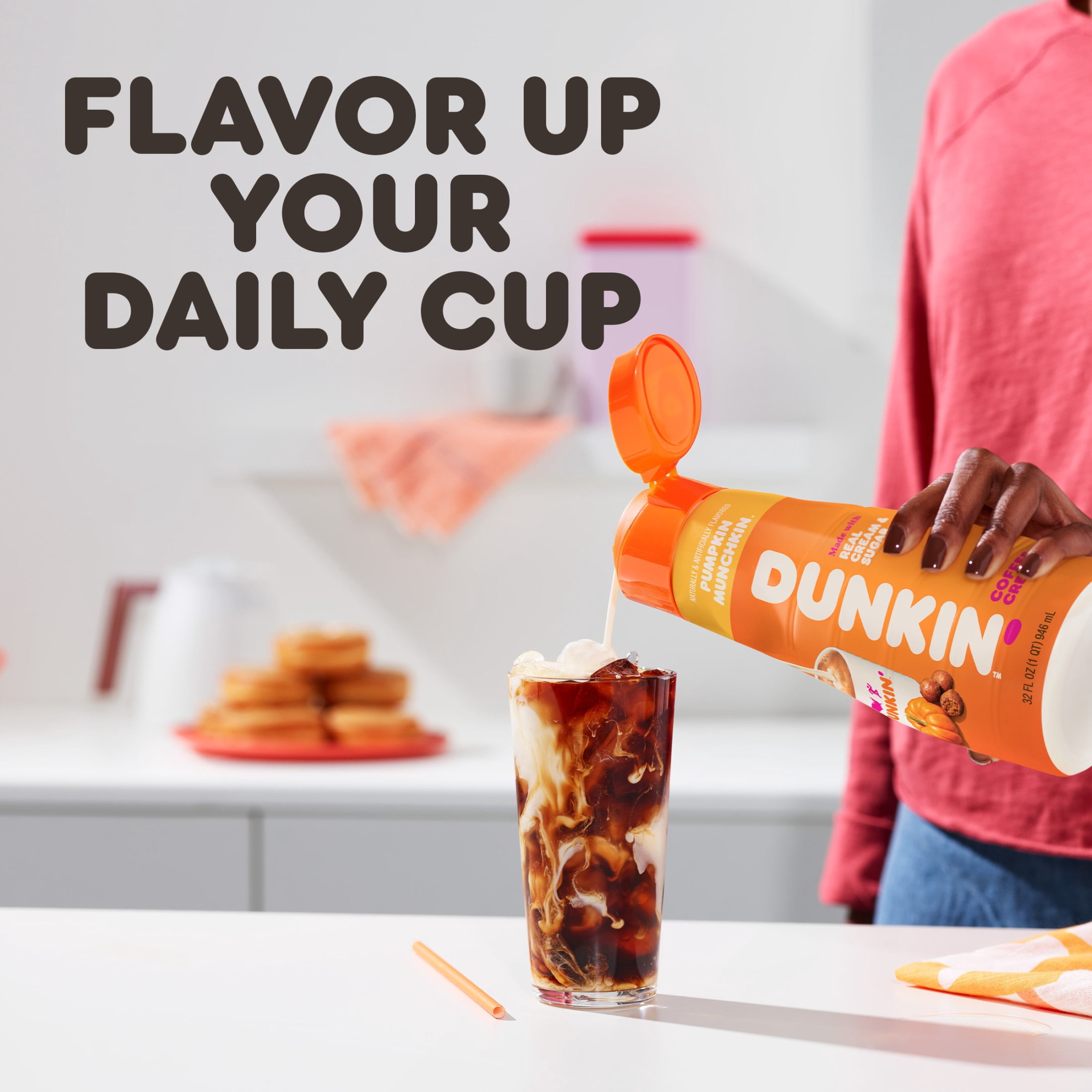 Dunkin' Pumpkin MUNCHKIN Coffee Creamer, 32 fl oz Bottle