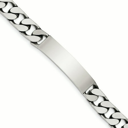 925 Sterling Silver 10.00MM Antiqued Curb Link ID Bracelet 8.50 Inches