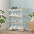 thumbnail image 2 of Oggfader Nail-Free 4 Tier Shoe Rack White, Minimalist Space Saving Shoe Storage, No Drill Assembly, Compact for Entryway Small Apartment, 2 of 6