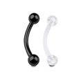 thumbnail image 1 of Eyebrow Ring Black Anodized 16G Curved Barbell with Clear Retainer 2pcs, 1 of 1