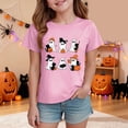 thumbnail image 2 of 3-4 Years Kid's Short Sleeved Halloween Bow Print T Shirt For Boys And Girls Spooky Seaon Tops 1T 2T 3T 4T 5T 6T 7T 8T 9T Pink T-Shirt for Boy Girl, 2 of 5