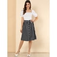 thumbnail image 3 of INSPIRE CHIC Falda Mujer Midi A Rayas Con Botones Y Elástica, dos colores Negro S, 3 of 6