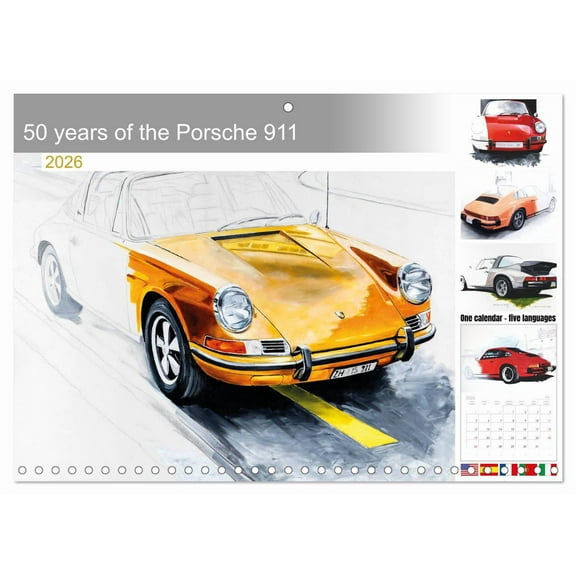 50 years of the Porsche 911 (Monthly Wall Calendar 2026 11.7 x 16.5 (open)), CALVENDO 14 Month Calendar