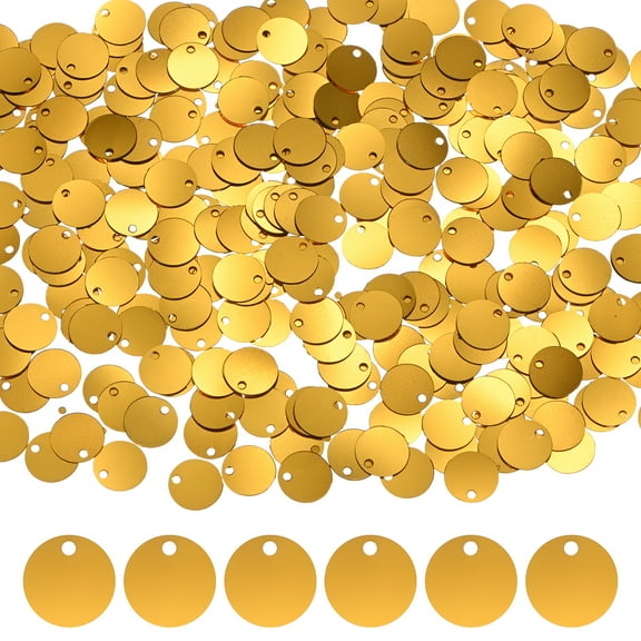 Uxcell 6-Pack 10 mm Flat Round Loose Sequins Paillettes for Crafts for DIY Projects/Sewing [Dark Gold]