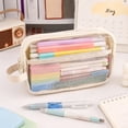 thumbnail image 4 of Lzobxe Pencil Pouch with Zipper, Multiple Compartment and Pockets Pencil Case with Handle, Extra Large Pens Organizer for College, Office, Dorm, 4 of 9