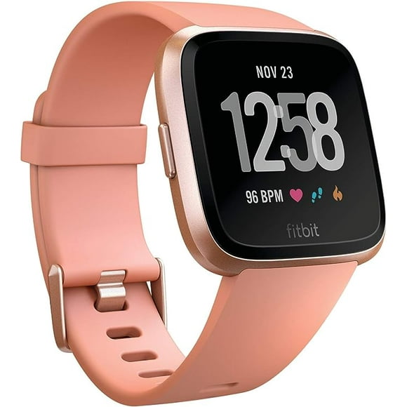 Fitbit Versa (1st Gen) Smartwatch | Black aluminum Body with Black Band, one size (S & L bands included) | Open Box