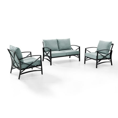 Patio Furniture Lansing Mi Crosley Furniture Kaplan 3 Pc Outdoor Seating Set With Mist Cushion - Loveseat, Two Outdoor Chairs ()