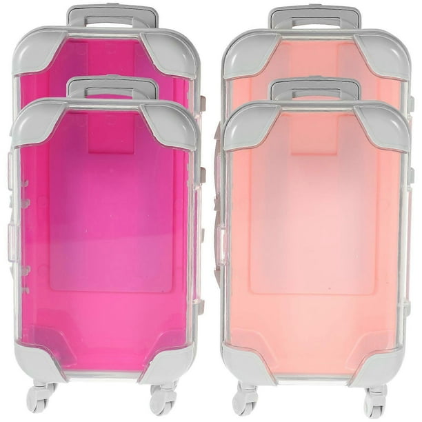 4pcs Simulation Suitcase Makeup Box Portable False Eyelashes Storage Box Travel Makeup Carrying Case