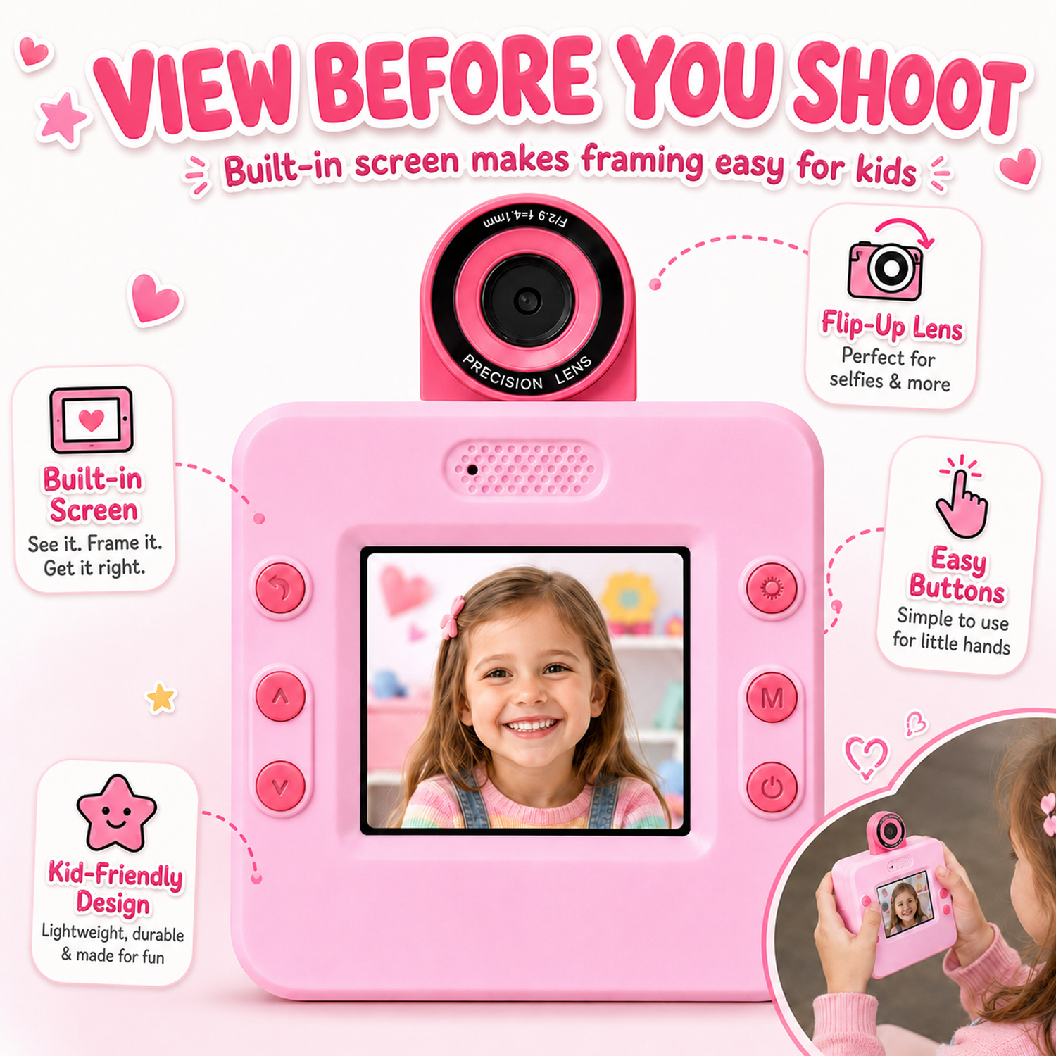 JoyStone Kids Instant Print Camera, Pink photo 2