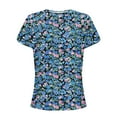 thumbnail image 5 of Fengqque 2025 Women's New Round Neck Pleated Tunic Top Curved Hem Printed Blouse, 5 of 5