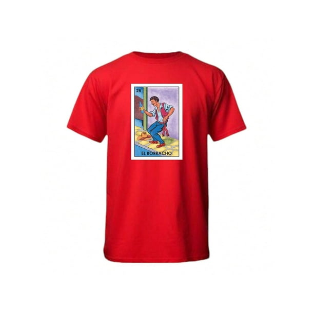 Playera Estampado De El Borracho Loteria Nacional Fiestas Patrias Septiembre Color Rojo Talla Mediana Marca Emil SaEs