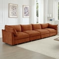 thumbnail image 4 of Newest Super Large Wide,Deep Seat Sofa Couch for 4 Persons, 4 Seater Sofa,Storage Pull out Drawer Under Each Seat, Chenille Orange, 4 of 20