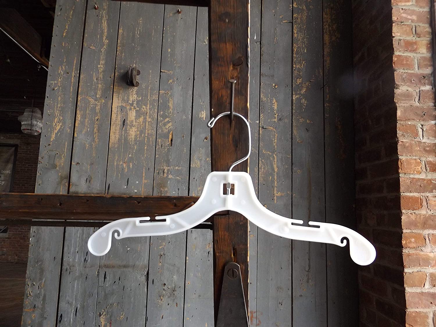 NAHANCO 12" Plastic Shirt Hanger, White (Pack of 100)