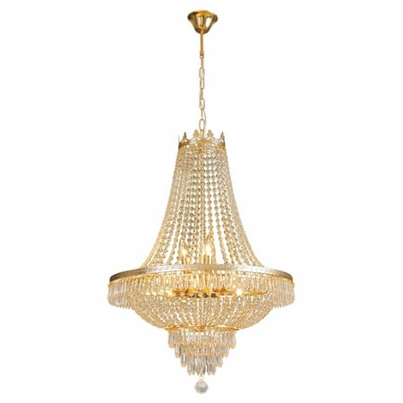 

Dia 24 Crystal Chandelier French Empire Crystal Silver/Gold Hanging Chandelier Lighting for Living Room Dining Room