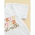 thumbnail image 6 of TSEXIEFOOFU Kid Girls Halloween Pants Set Letters Print T-shirt with Pumpkin Coffee Print Flare Pants and Bowknot Headband, 6 of 8