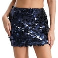 thumbnail image 4 of Yartina Womens Sparkle Sequin Mini Skirt Sexy Bodycon Mini Skirt Clubwear Navy Blue M, 4 of 7