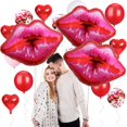 thumbnail image 4 of Lot de 5 Grands Ballons Lèvres Rouges Roses pour Décoration de Fête d'Anniversaire sur le Thème du Maquillage, Embrassez la Miss au Revoir (30 Pouces), 4 of 6