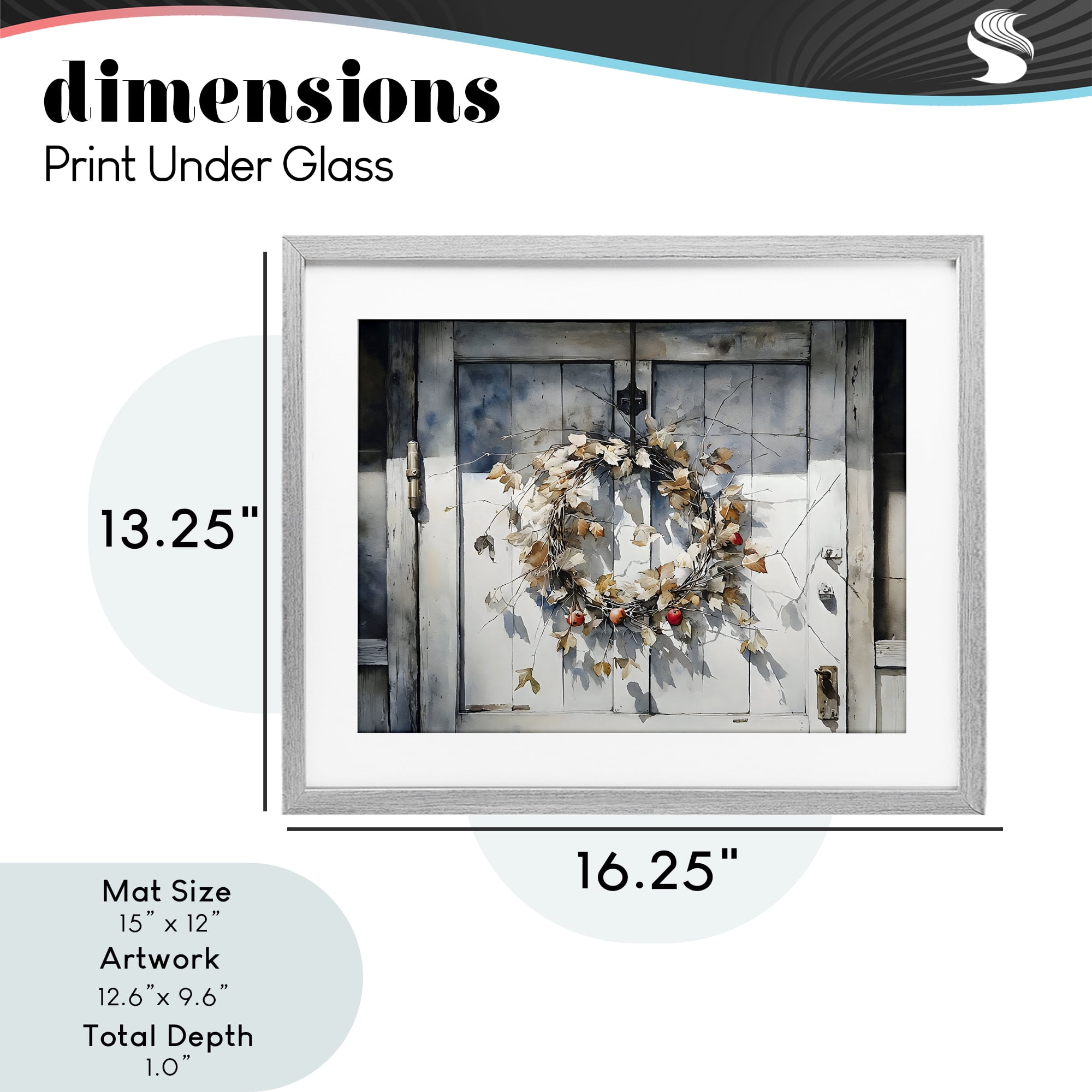 Stupell Industries Rustic Wreath on White Door Gray Framed Print Under Glass, design by Franklyn Gregory