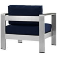 thumbnail image 3 of Silver Navy Shore Outdoor Patio Aluminum Armchair, 3 of 4