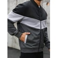 thumbnail image 4 of Fexilor Mens Lightweight Jacket Casual Bomber Jacket Color Block Varsity Coat, 4 of 8