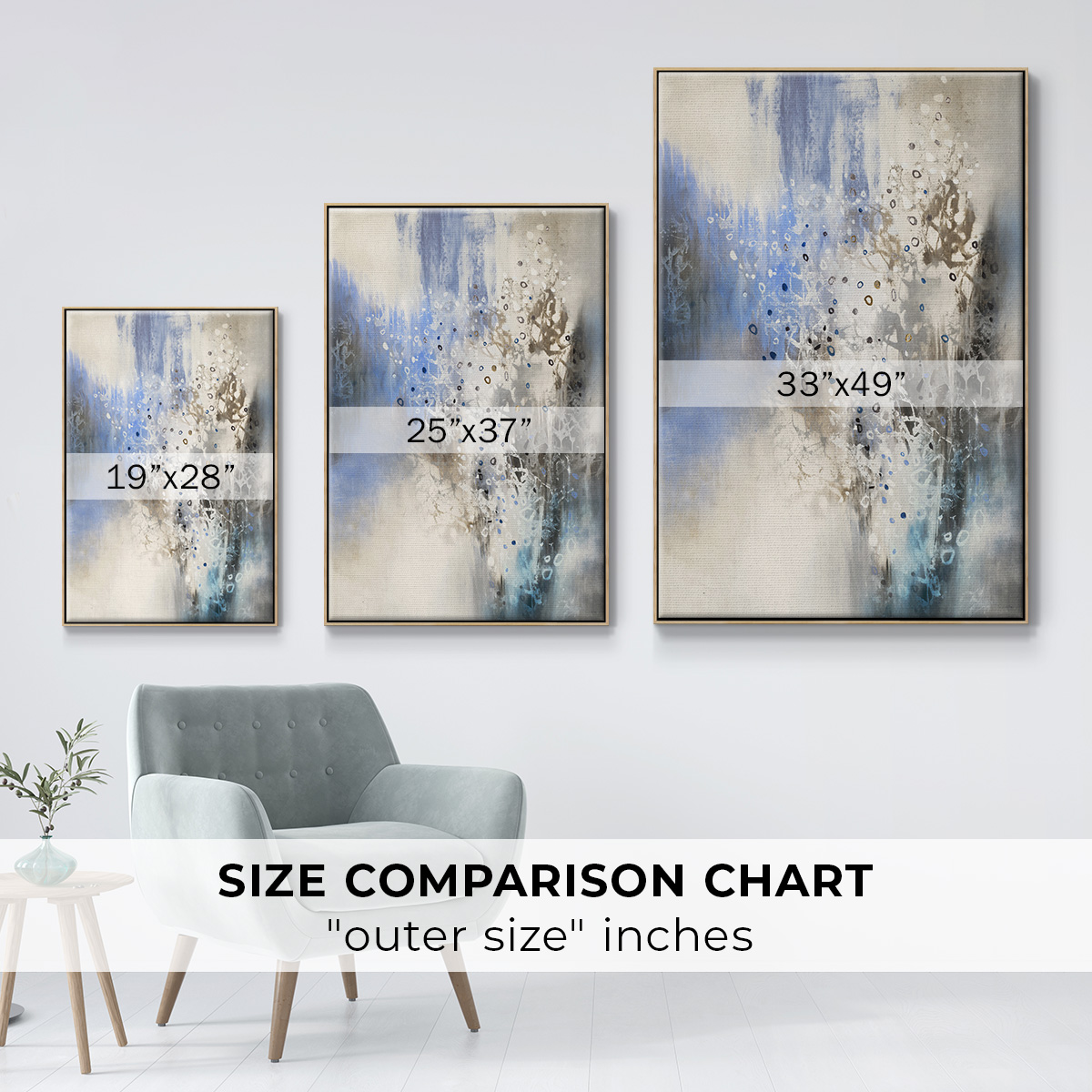 Glacier Stones Framed Premium Gallery Wrapped Canvas - Ready to Hang - 17 x 25 - Natural Wood Floating Frame