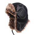 thumbnail image 3 of Chapeau d'Hiver avec Cache-Oreilles en PU Résistant au Vent et au Froid Noir, 3 of 6