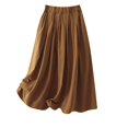thumbnail image 2 of Cadeaux pour Femmes LSLJS Jupe Cheville en Coton et Lin d'Été Unie Brodée à Taille Élastique pour Femme, Jupe Maxi, 2 of 9
