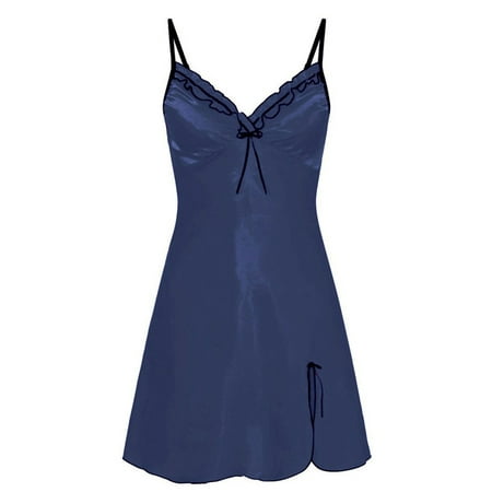 Gvmfive Womens Sexy Lingerie Sleepwear Chemise Satin Slip Silk Nightgown