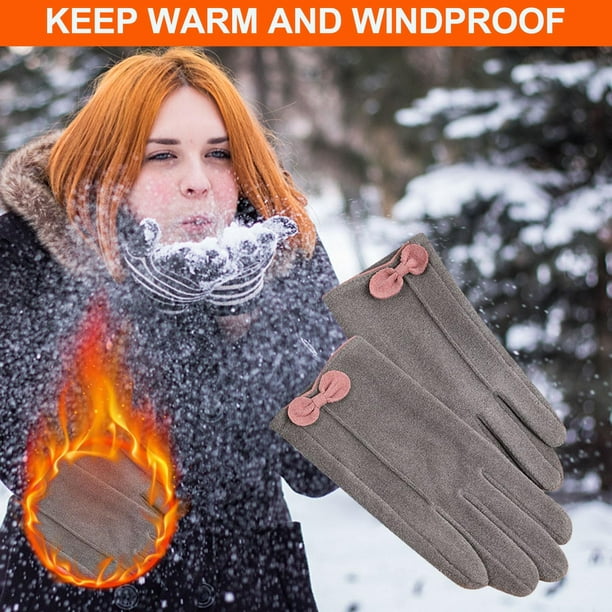 onlyliua ¡ ¡Ofertas Relámpago! Guantes de Invierno, Mujer, Resistencia, Viento, Térmicos, Forro Polar, Antideslizantes, Correr, con Pantalla Táctil, Estilo Lazo para Clima Frío