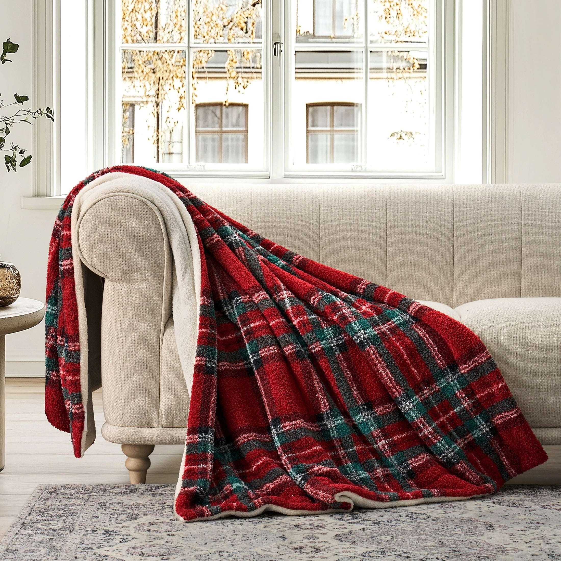 Evergrace Cozy Christmas Throw Red Check 50"x72"