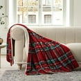 thumbnail image 5 of Evergrace Cozy Christmas Throw Red Check 50"x72", 5 of 10