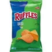 Ruffles Potato Chips Queso Cheese Flavored Snack Chips, Snacks, Large Bag 8 Ounce Bag-2packs
