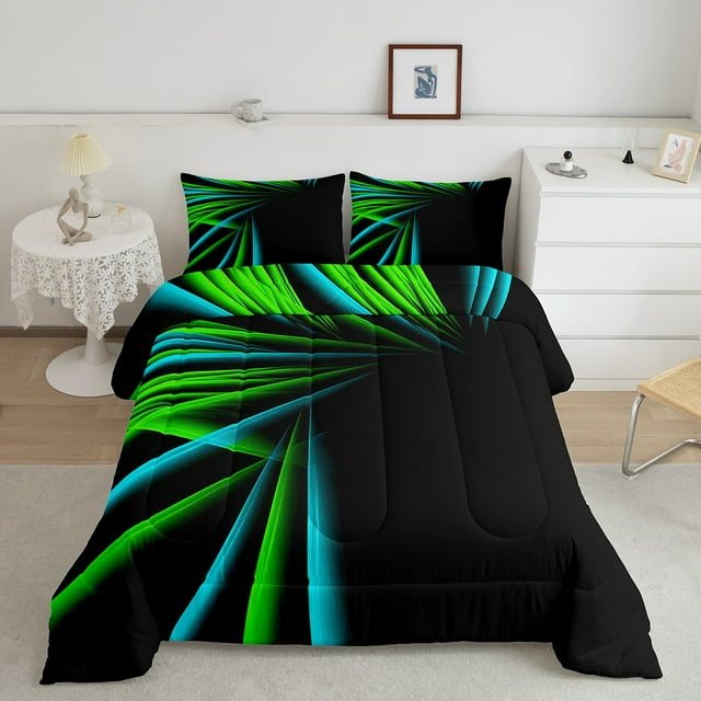 Erosebridal Geometry Bedding King Comforter Set for Adult, Geometric Stripes Down Comforter, Futuristic Decor, Reversible