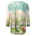 thumbnail image 5 of Easter Shirt for Women Watercolor Eggs And Floral Graphic Tunic Three Quarter Sleeve Crewneck Soft Stretch Fabric Festival Apparel Gift For Women, 5 of 6