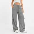 thumbnail image 2 of Jaunzuar Workout Pants Women Elastic Waist Drawstring Cargo Pants Gym Hiking Athletic Pants with Pockets L, 2 of 10