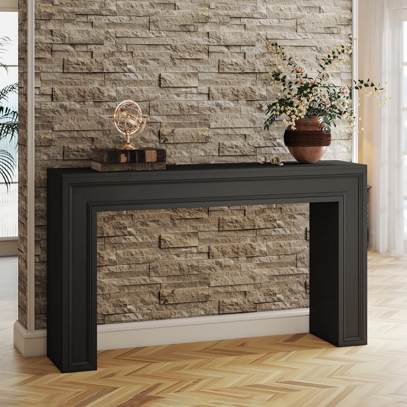 PLAMLE 55 Inch Console Table for Entryway, Narrow Sofa Table Behind Couch with Storage Shelf, Farmhouse Wooden Hallway Table for Living Room, Foyer, Small Spaces