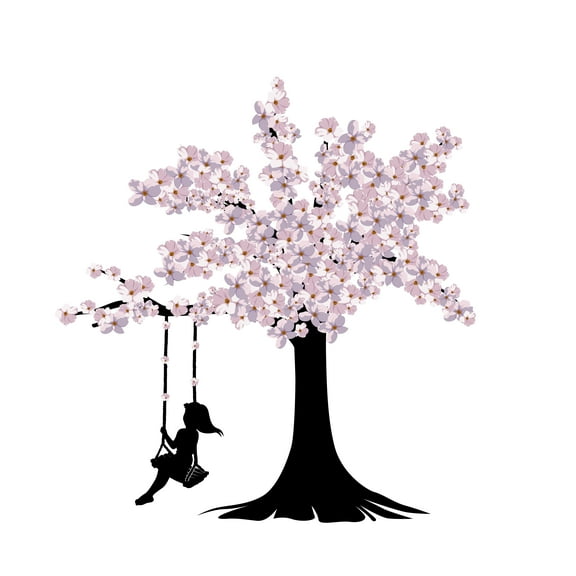 Blooming Cherry Blossom Tree Vinyl Wall Sticker – Vinyl Made Decal for home Decoration in Nursey room, Baby room, Bedroom and Living room, Wall Mural for a New Look -Size 9" x 10".
