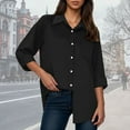 thumbnail image 2 of Pimfylm Womens Button Down Shirts Cotton Dress Shirts Oxford Shirts Long Sleeve Work Blouses Collared Tops Tunics with Pocket Black, XXXXXL, 2 of 6