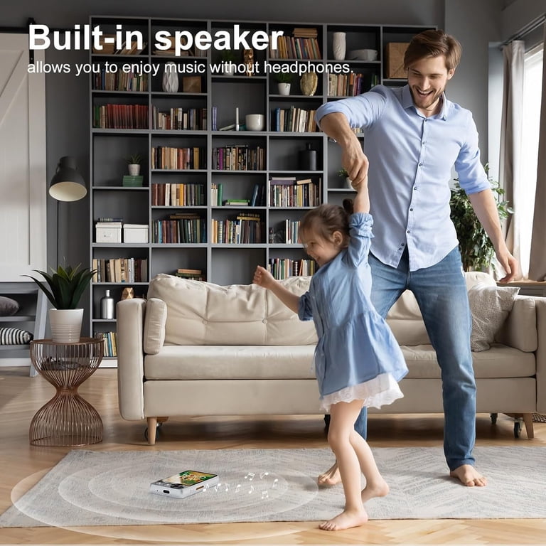 OGVDOE Lecteur MP3 Bluetooth 5.3 128 Go – Mini Avec Clip, Haut-parleur HD, Radio FM, E-book, Enregistreur & Boutons Volume