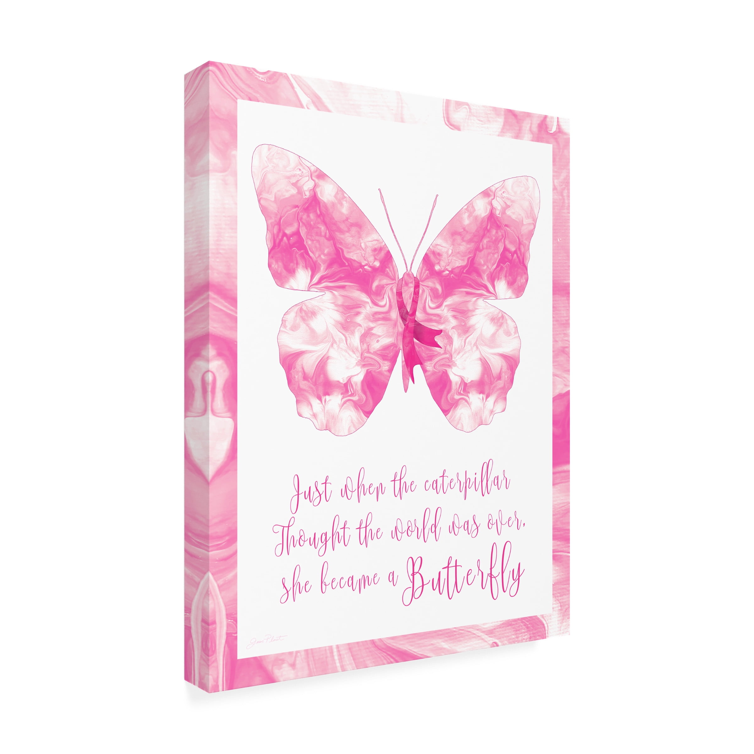 Canvas Wall Art - Jean Plout 'Breast Cancer Butterfly' Wall Art for Living Room, Bedroom, or Office DÃ©cor by Trademark Fine Art - 24 x 32 Inches