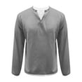 thumbnail image 4 of Men's Thermal Sweatshirt Two In One Long Sleeve Split Collar Solid Pullover Top Gray L, 4 of 6