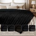thumbnail image 6 of Regal Living Luxury Reversible Textured Stripe Faux Fur & Velvet Twin Throw, Black, 66" x 90", 6 of 8